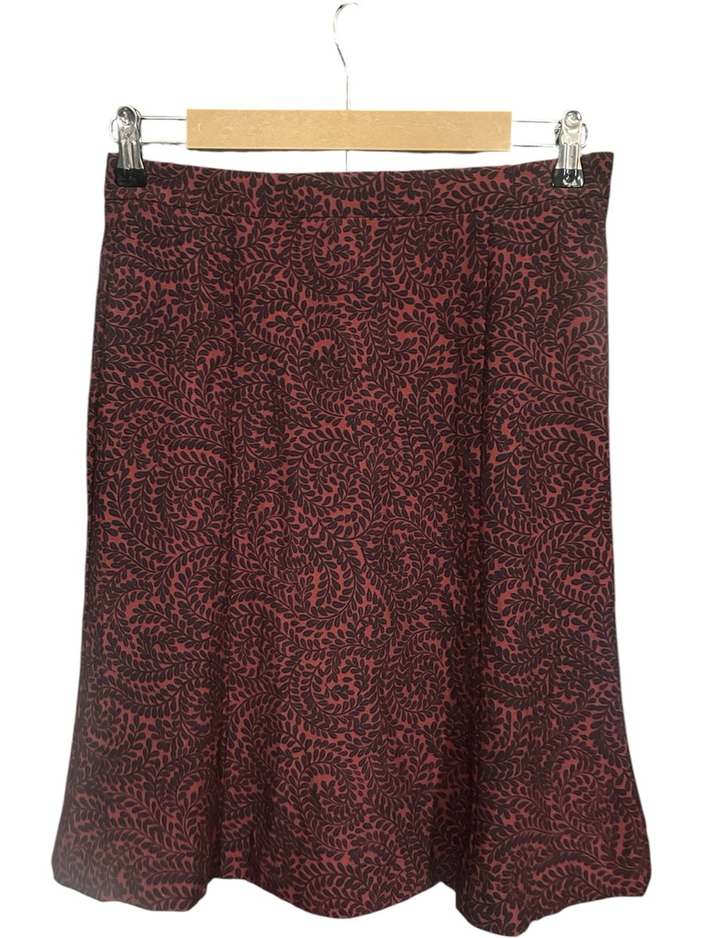 Ann Taylor Loft Paisley A-Line Skirt NWT Burgundy Black Size 2